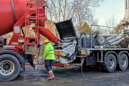 Volumetric concrete and drum mixer delivery company construction